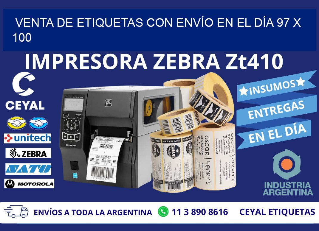 VENTA DE ETIQUETAS CON ENVÍO EN EL DÍA 97 x 100