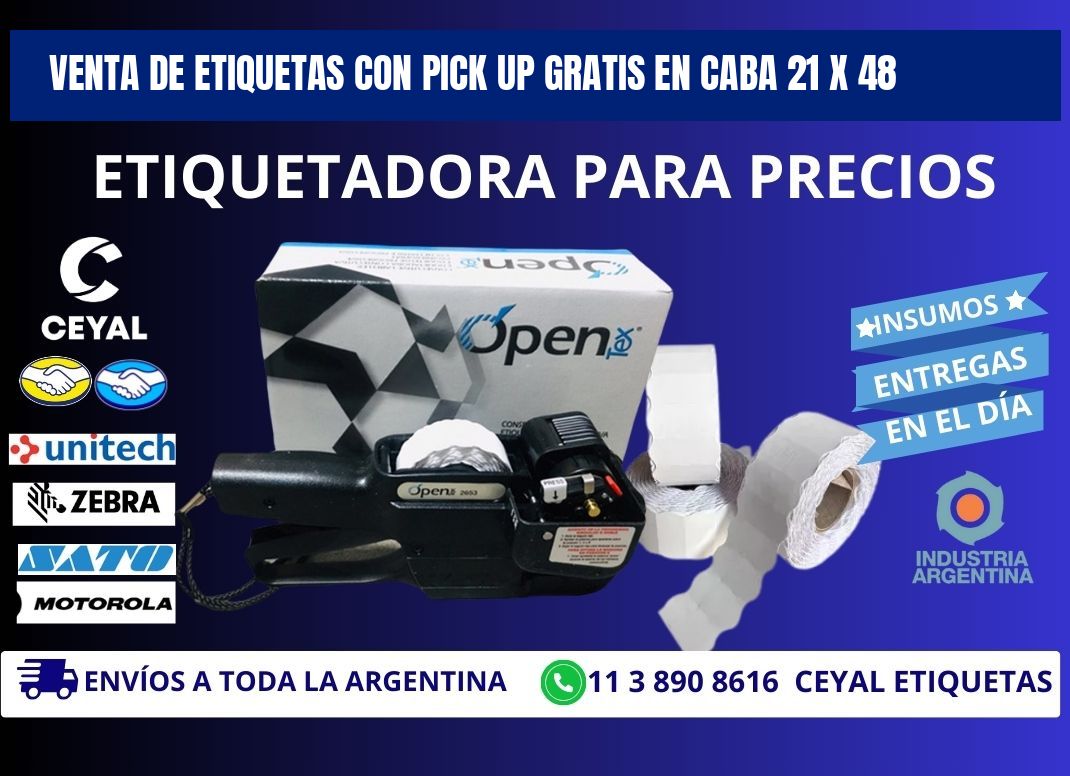 VENTA DE ETIQUETAS CON PICK UP GRATIS EN CABA 21 x 48