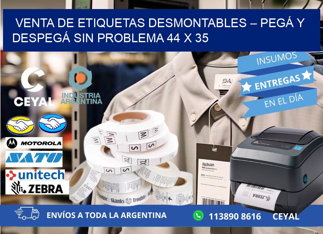 VENTA DE ETIQUETAS DESMONTABLES – PEGÁ Y DESPEGÁ SIN PROBLEMA 44 x 35