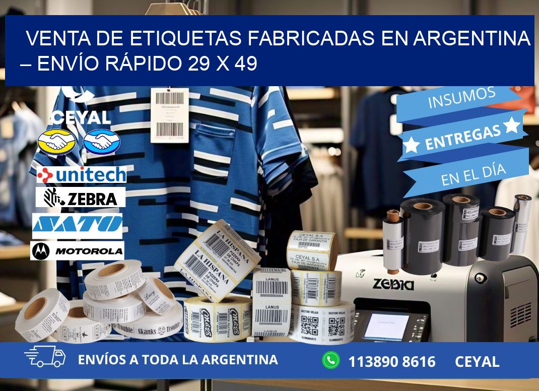 VENTA DE ETIQUETAS FABRICADAS EN ARGENTINA – ENVÍO RÁPIDO 29 x 49