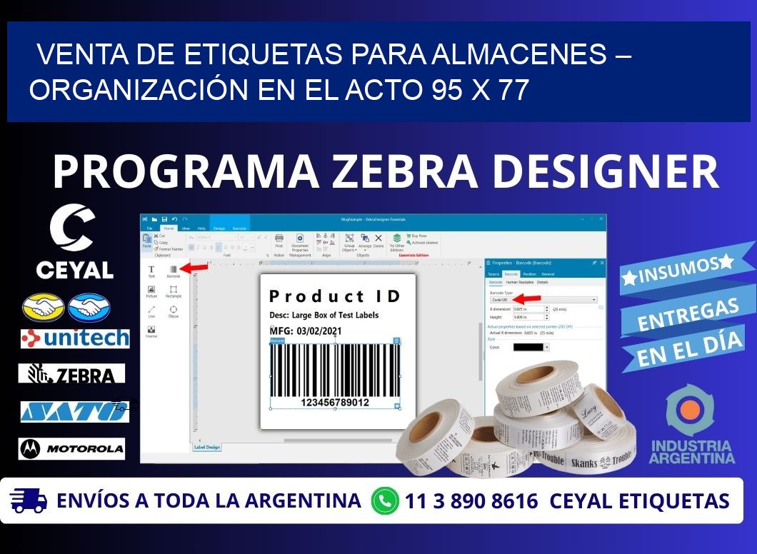 VENTA DE ETIQUETAS PARA ALMACENES – ORGANIZACIÓN EN EL ACTO 95 x 77