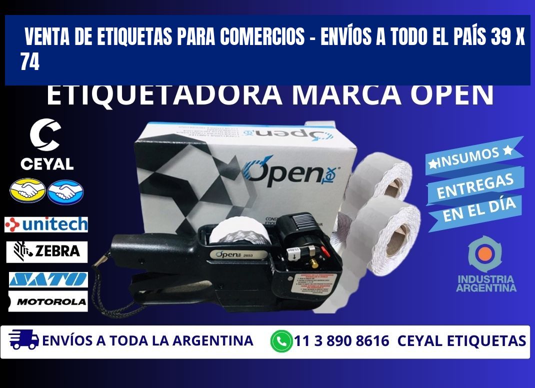 VENTA DE ETIQUETAS PARA COMERCIOS – ENVÍOS A TODO EL PAÍS 39 x 74