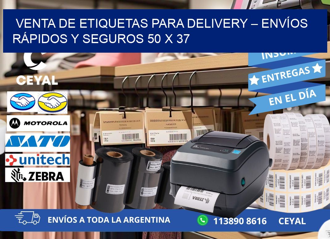 VENTA DE ETIQUETAS PARA DELIVERY – ENVÍOS RÁPIDOS Y SEGUROS 50 x 37
