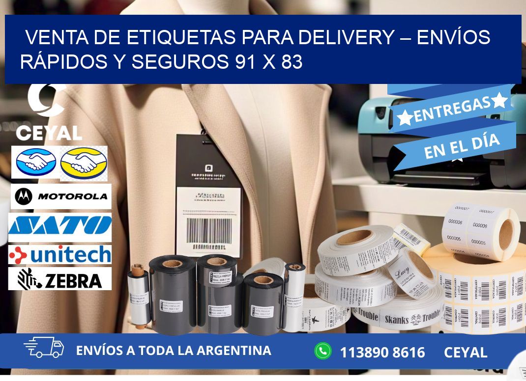 VENTA DE ETIQUETAS PARA DELIVERY – ENVÍOS RÁPIDOS Y SEGUROS 91 x 83