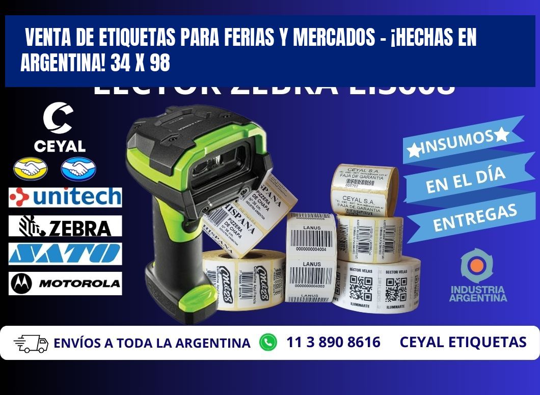 VENTA DE ETIQUETAS PARA FERIAS Y MERCADOS – ¡HECHAS EN ARGENTINA! 34 x 98