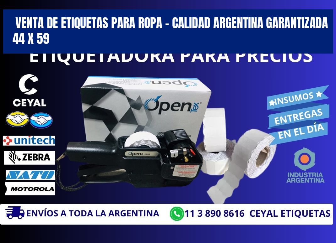 VENTA DE ETIQUETAS PARA ROPA – CALIDAD ARGENTINA GARANTIZADA 44 x 59