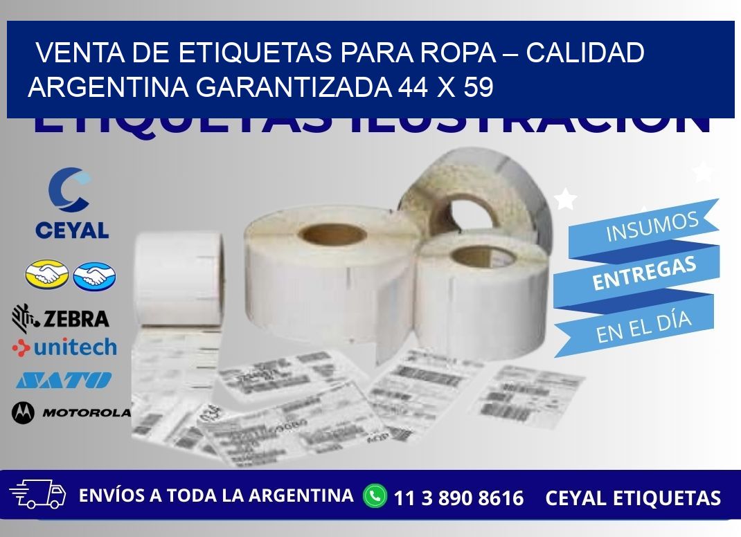 VENTA DE ETIQUETAS PARA ROPA – CALIDAD ARGENTINA GARANTIZADA 44 x 59