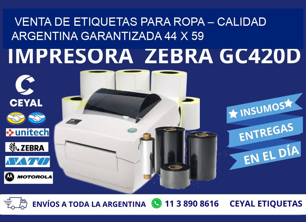 VENTA DE ETIQUETAS PARA ROPA – CALIDAD ARGENTINA GARANTIZADA 44 x 59