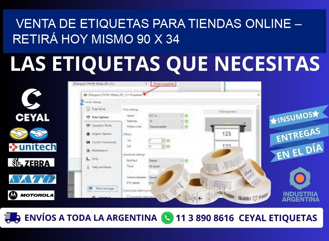 VENTA DE ETIQUETAS PARA TIENDAS ONLINE – RETIRÁ HOY MISMO 90 x 34