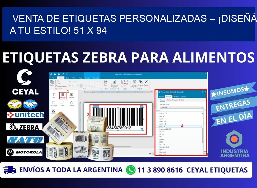 VENTA DE ETIQUETAS PERSONALIZADAS – ¡DISEÑÁ A TU ESTILO! 51 x 94