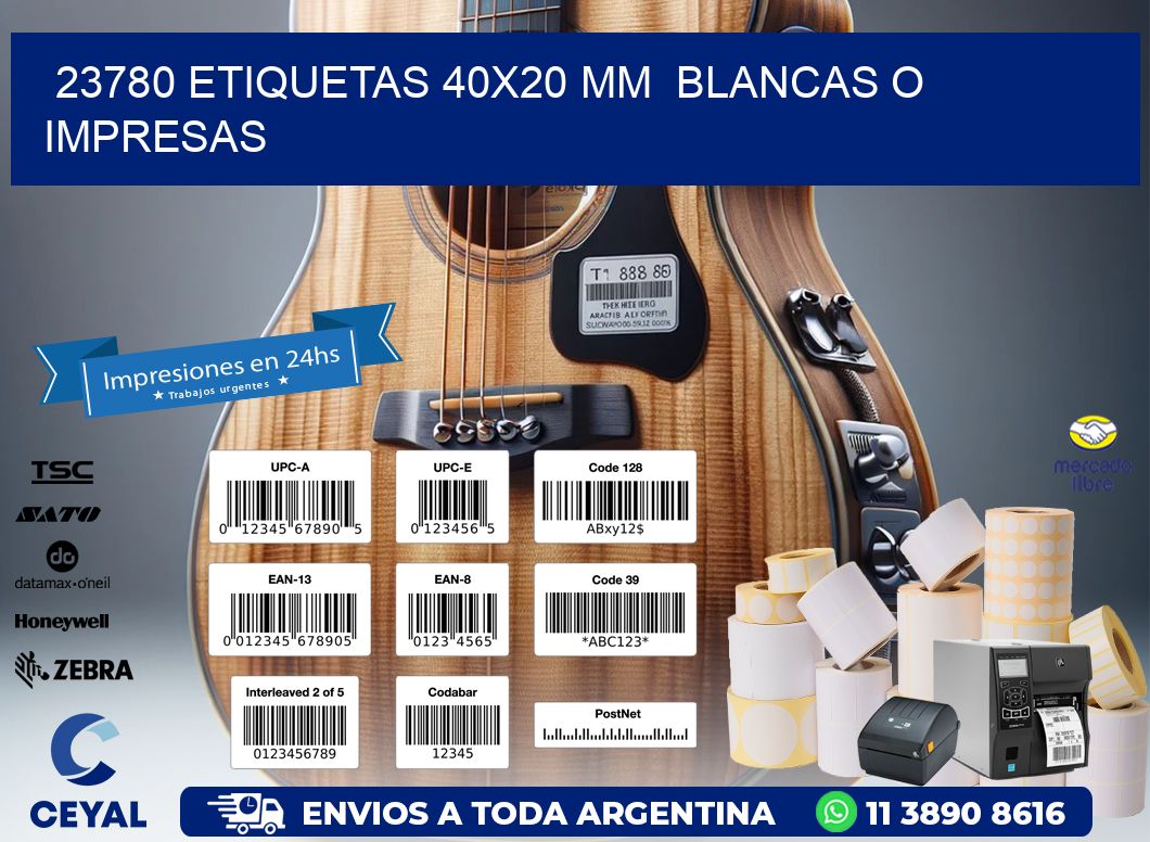 23780 ETIQUETAS 40x20 mm  BLANCAS O IMPRESAS