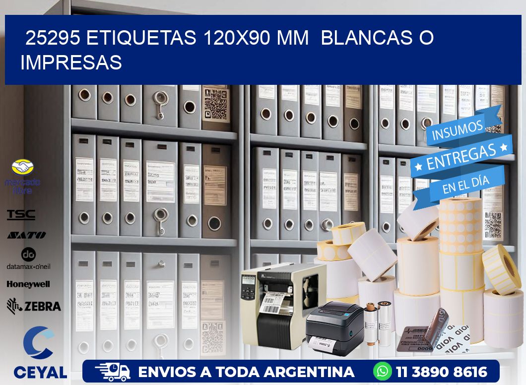 25295 ETIQUETAS 120x90 mm BLANCAS O IMPRESAS