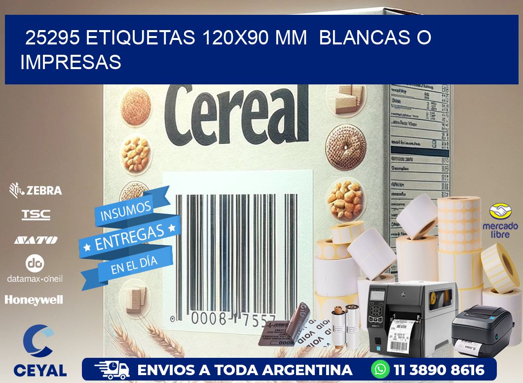 25295 ETIQUETAS 120x90 mm BLANCAS O IMPRESAS
