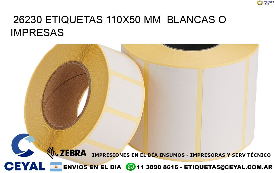 26230 ETIQUETAS 110x50 mm BLANCAS O IMPRESAS