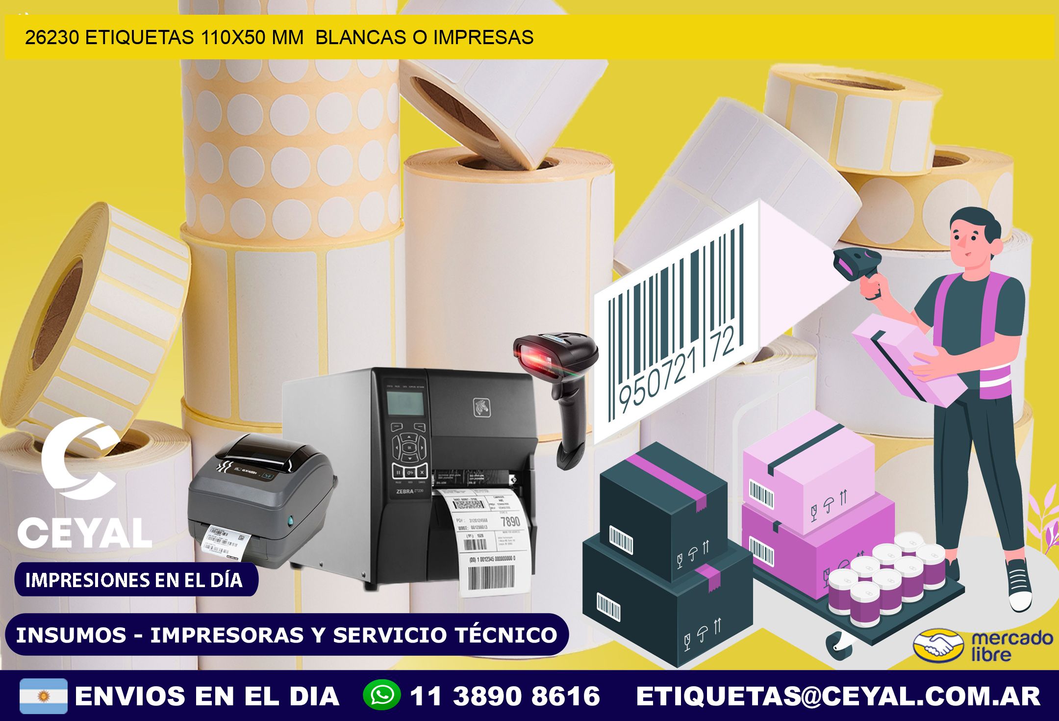 26230 ETIQUETAS 110×50 mm  BLANCAS O IMPRESAS