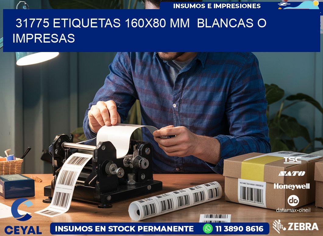 31775 ETIQUETAS 160×80 mm  BLANCAS O IMPRESAS