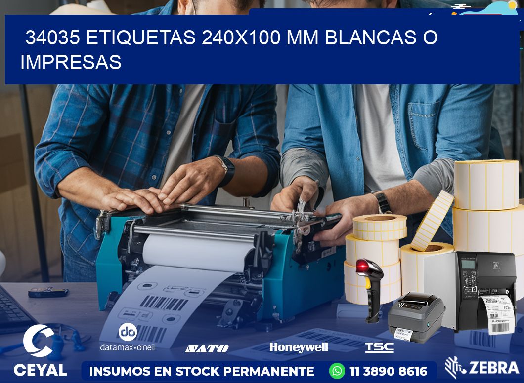 34035 ETIQUETAS 240×100 mm BLANCAS O IMPRESAS