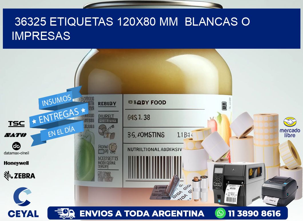 36325 ETIQUETAS 120x80 mm BLANCAS O IMPRESAS