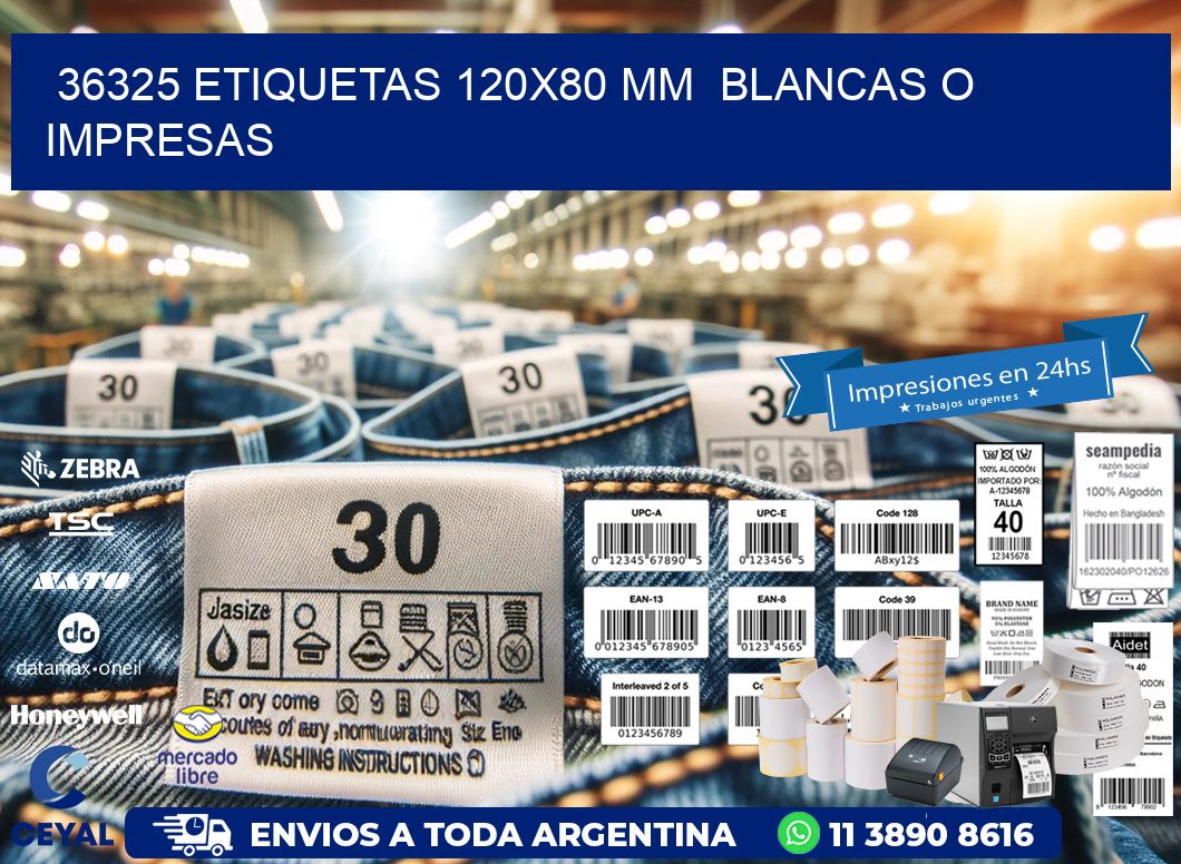 36325 ETIQUETAS 120x80 mm BLANCAS O IMPRESAS