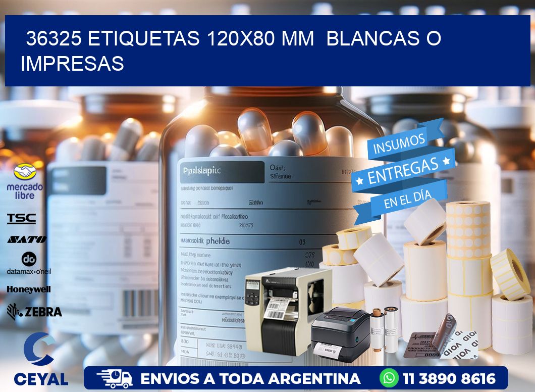 36325 ETIQUETAS 120×80 mm  BLANCAS O IMPRESAS