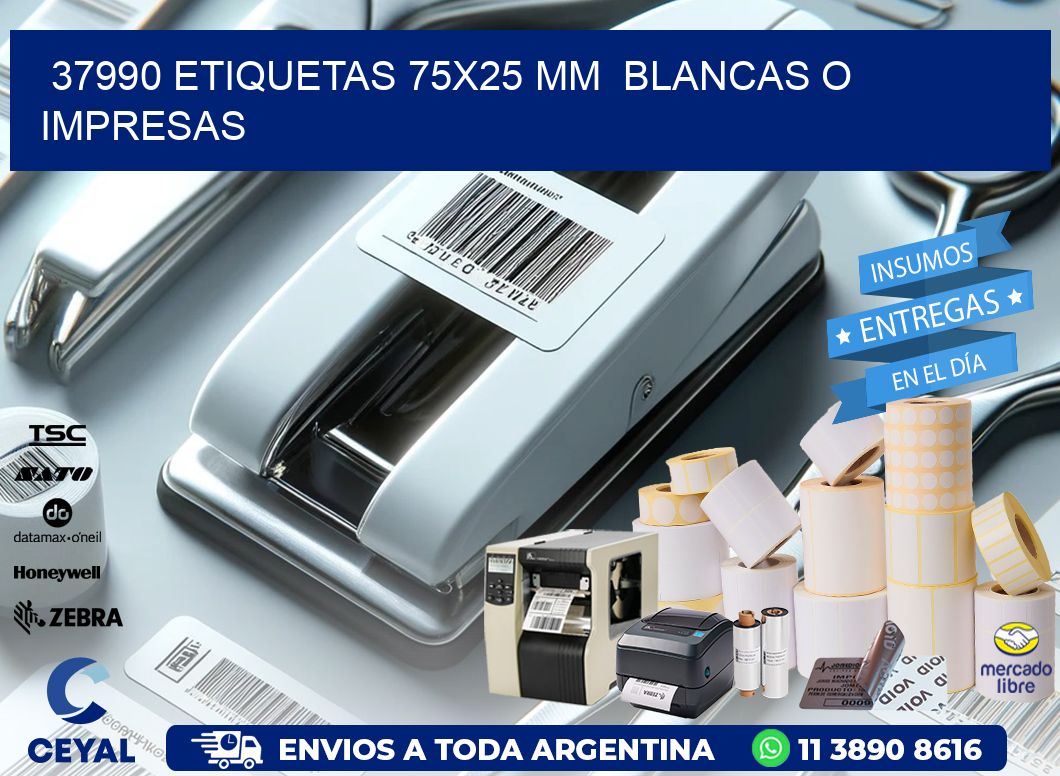 37990 ETIQUETAS 75x25 mm  BLANCAS O IMPRESAS