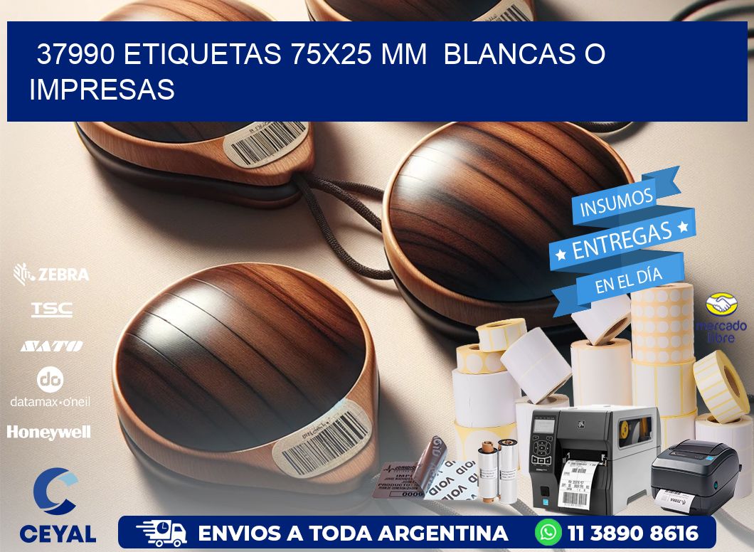 37990 ETIQUETAS 75x25 mm  BLANCAS O IMPRESAS
