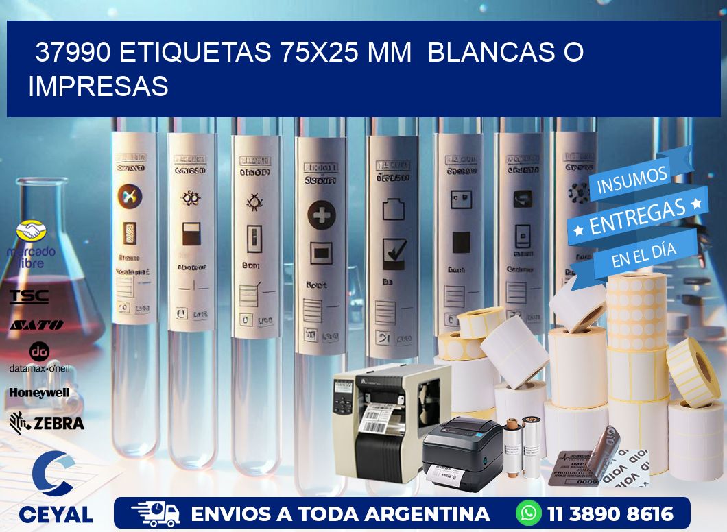 37990 ETIQUETAS 75×25 mm  BLANCAS O IMPRESAS