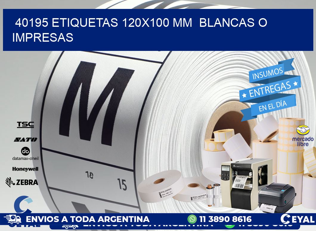 40195 ETIQUETAS 120x100 mm BLANCAS O IMPRESAS