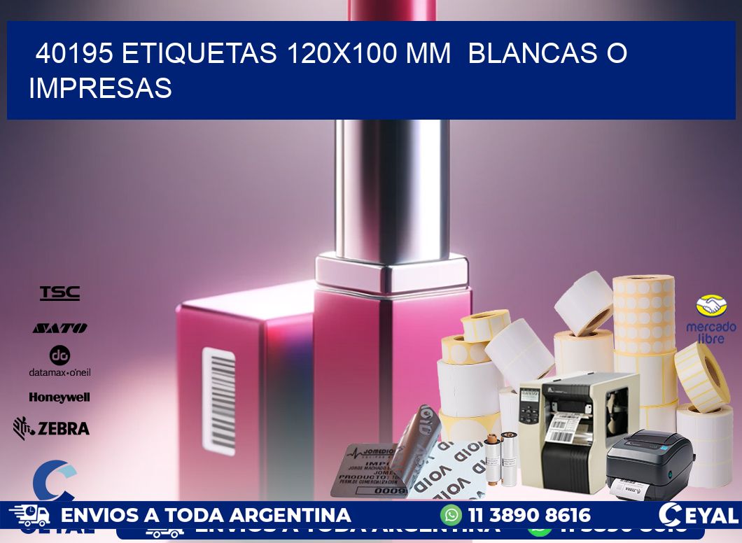 40195 ETIQUETAS 120×100 mm  BLANCAS O IMPRESAS