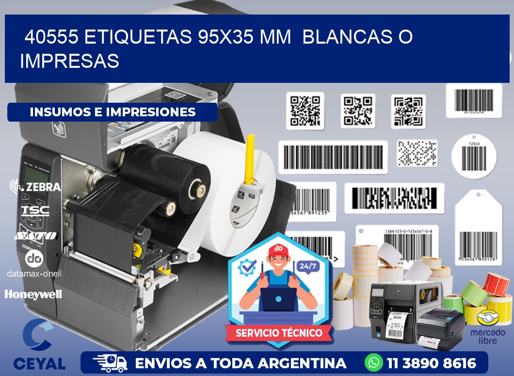 40555 ETIQUETAS 95x35 mm BLANCAS O IMPRESAS