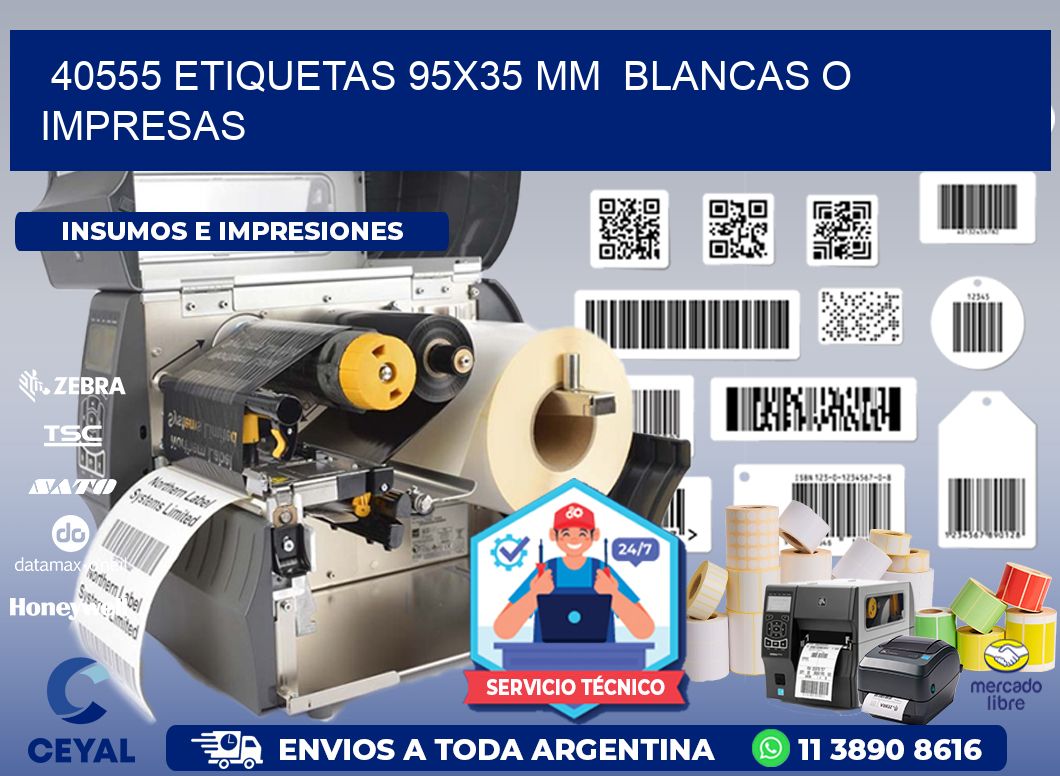 40555 ETIQUETAS 95x35 mm BLANCAS O IMPRESAS