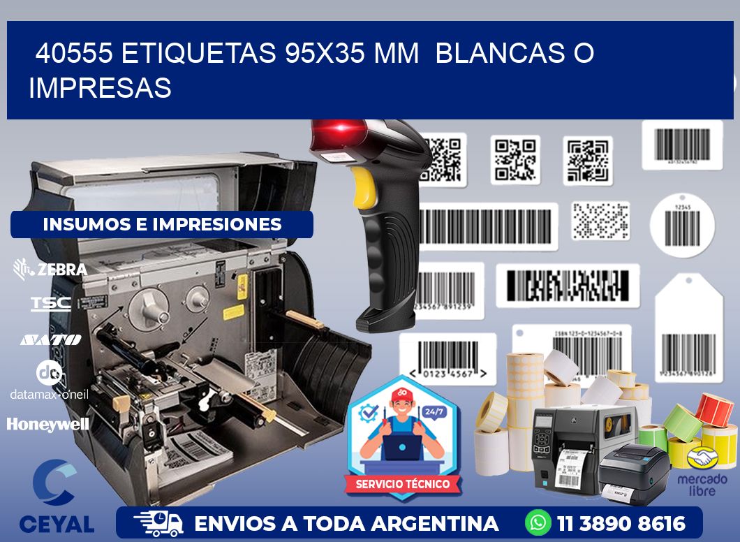 40555 ETIQUETAS 95x35 mm BLANCAS O IMPRESAS