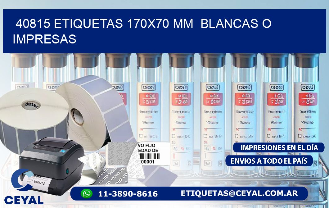 40815 ETIQUETAS 170×70 mm  BLANCAS O IMPRESAS