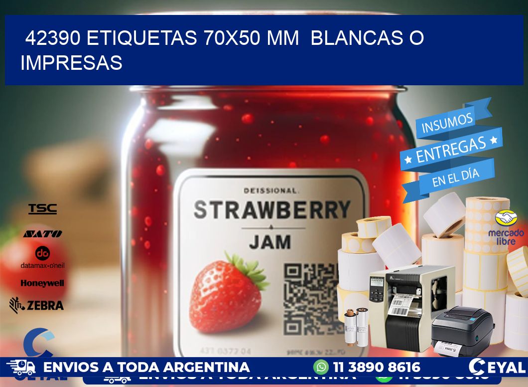 42390 ETIQUETAS 70x50 mm BLANCAS O IMPRESAS