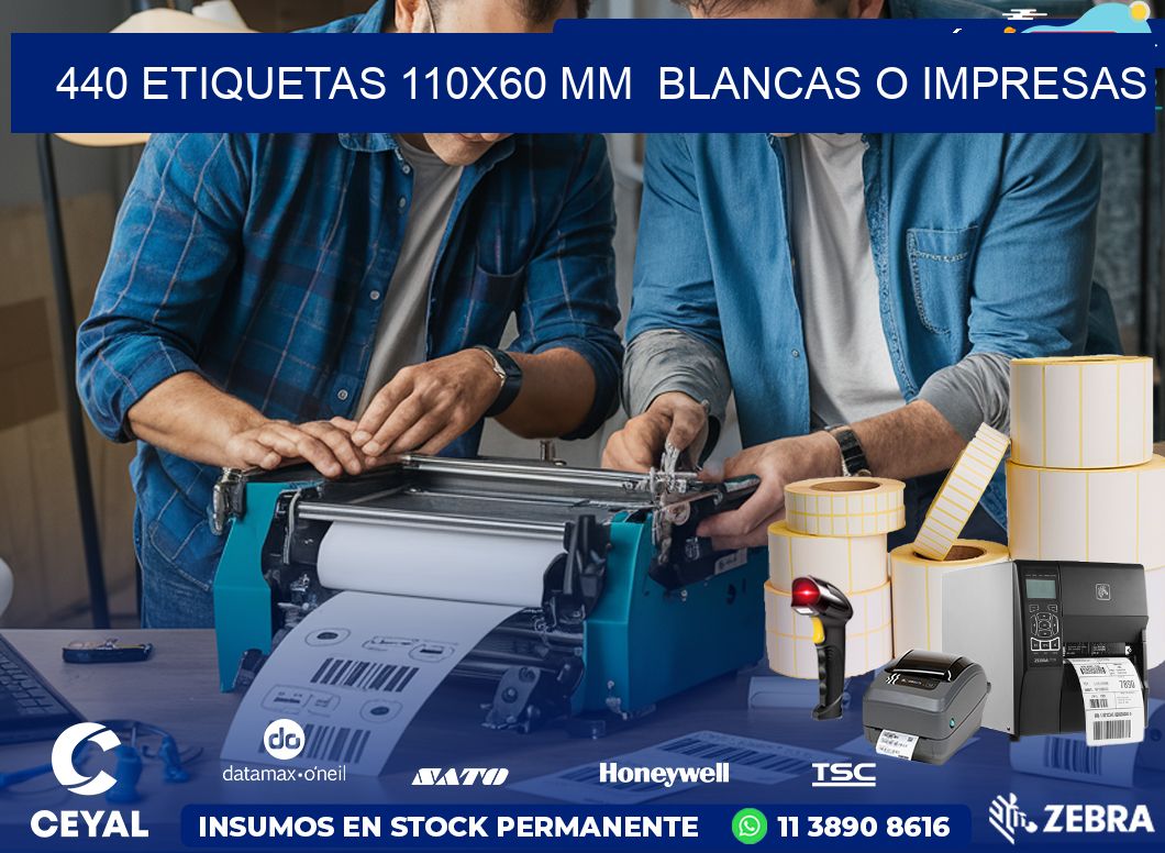 440 ETIQUETAS 110×60 mm  BLANCAS O IMPRESAS