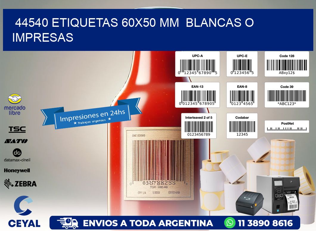44540 ETIQUETAS 60x50 mm BLANCAS O IMPRESAS