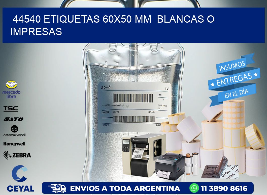 44540 ETIQUETAS 60×50 mm  BLANCAS O IMPRESAS