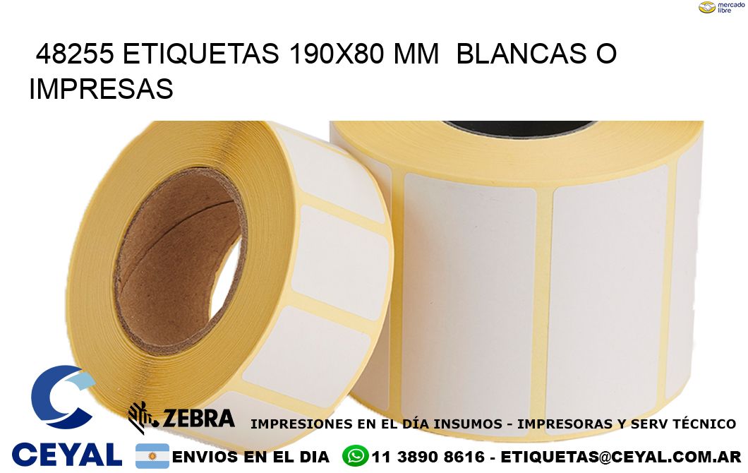 48255 ETIQUETAS 190x80 mm BLANCAS O IMPRESAS