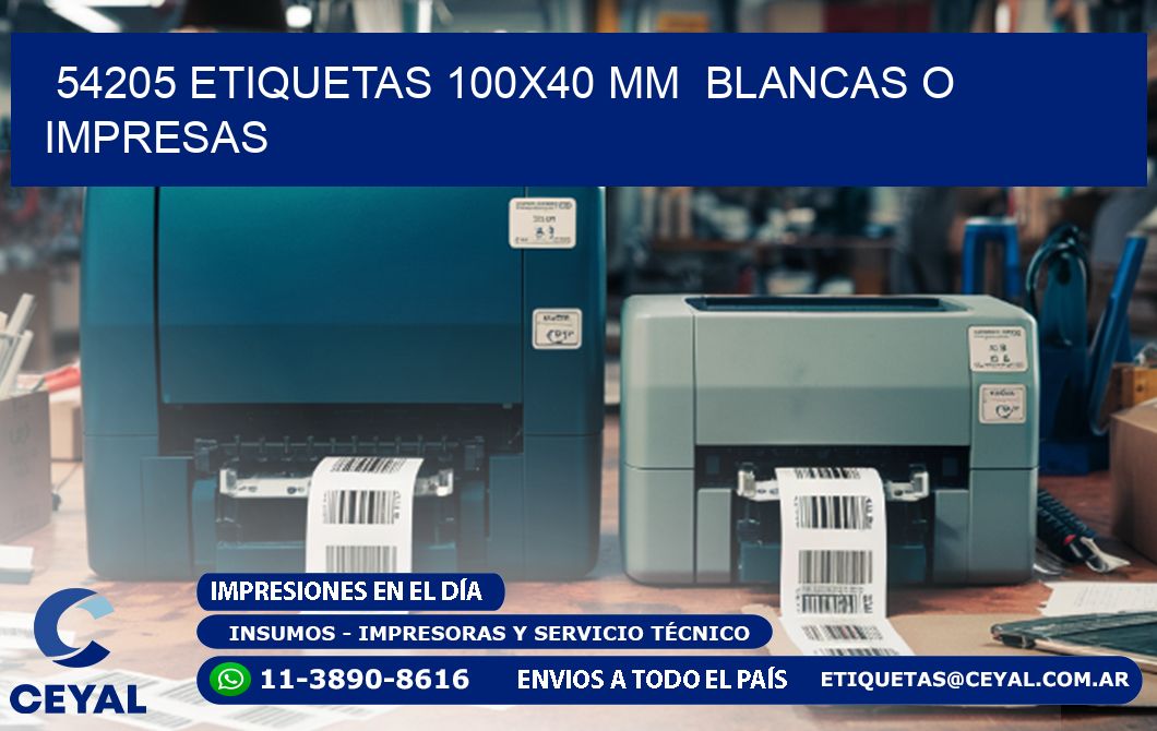 54205 ETIQUETAS 100x40 mm BLANCAS O IMPRESAS
