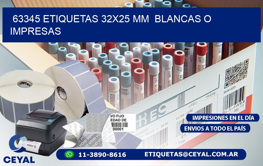 63345 ETIQUETAS 32x25 mm BLANCAS O IMPRESAS