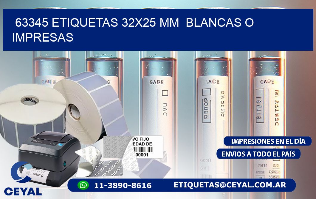 63345 ETIQUETAS 32x25 mm BLANCAS O IMPRESAS