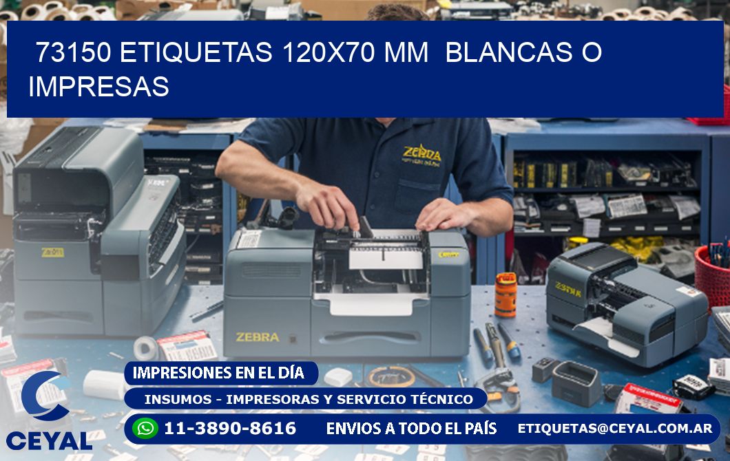 73150 ETIQUETAS 120x70 mm BLANCAS O IMPRESAS