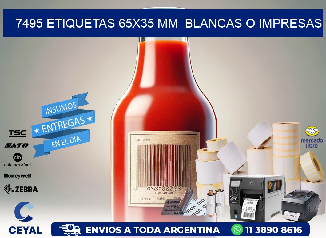 7495 ETIQUETAS 65x35 mm BLANCAS O IMPRESAS