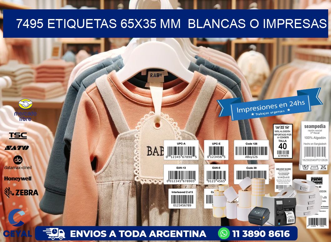7495 ETIQUETAS 65x35 mm BLANCAS O IMPRESAS