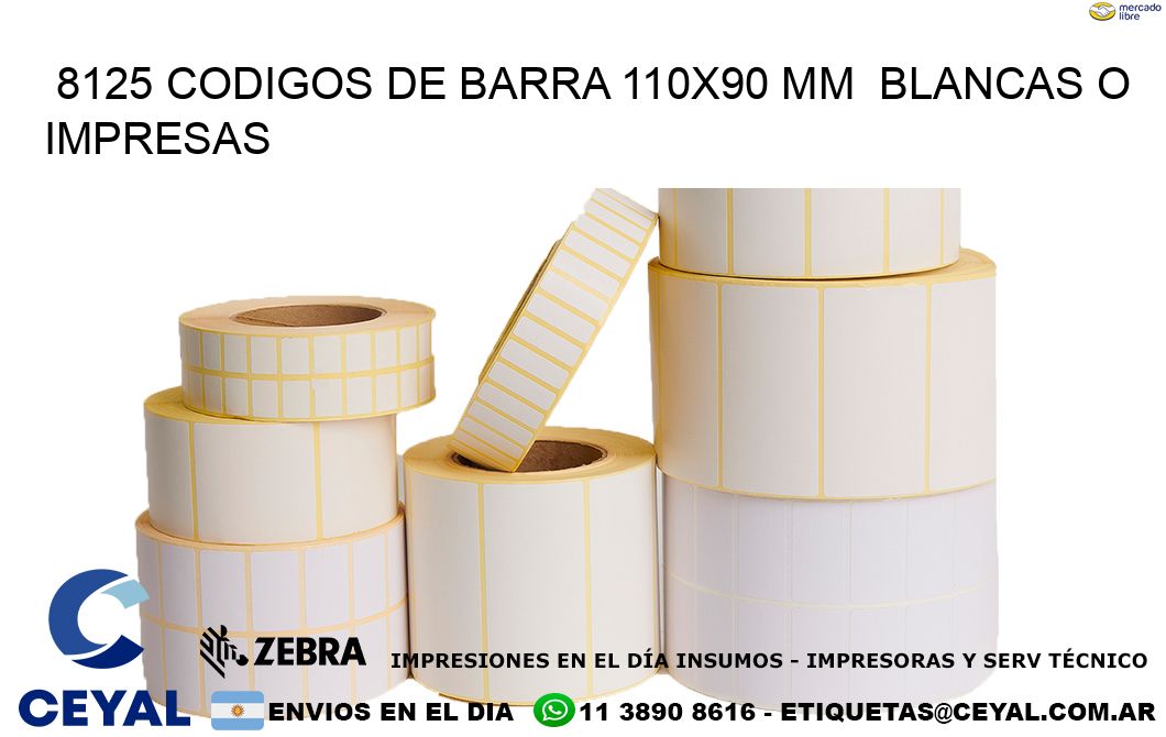 8125 CODIGOS DE BARRA 110x90 mm BLANCAS O IMPRESAS