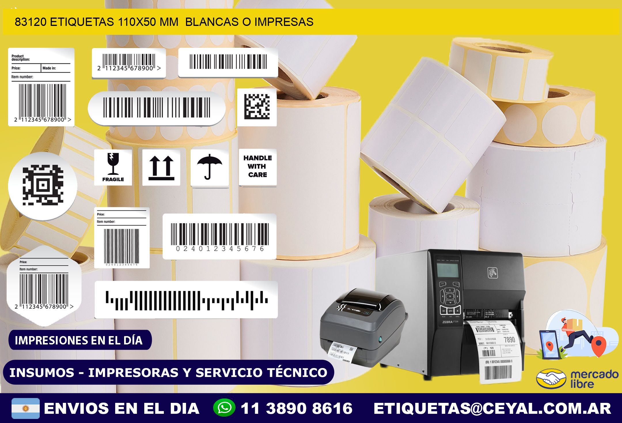 83120 ETIQUETAS 110×50 mm  BLANCAS O IMPRESAS