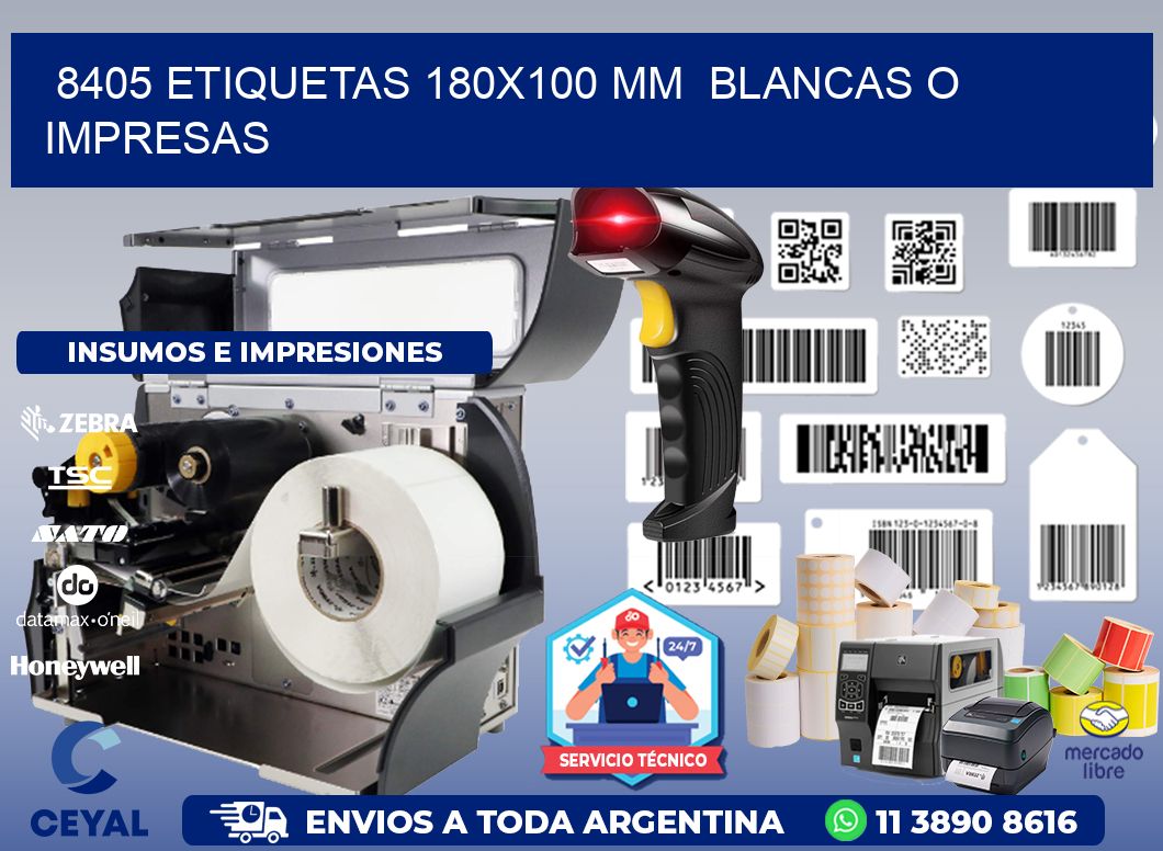 8405 ETIQUETAS 180x100 mm BLANCAS O IMPRESAS