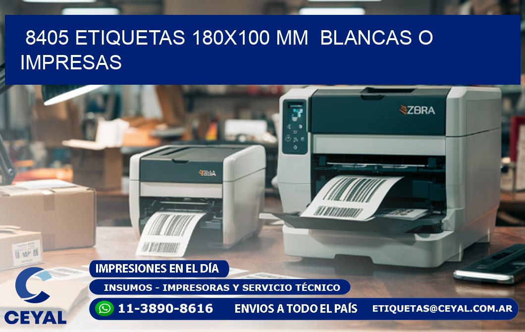 8405 ETIQUETAS 180x100 mm BLANCAS O IMPRESAS