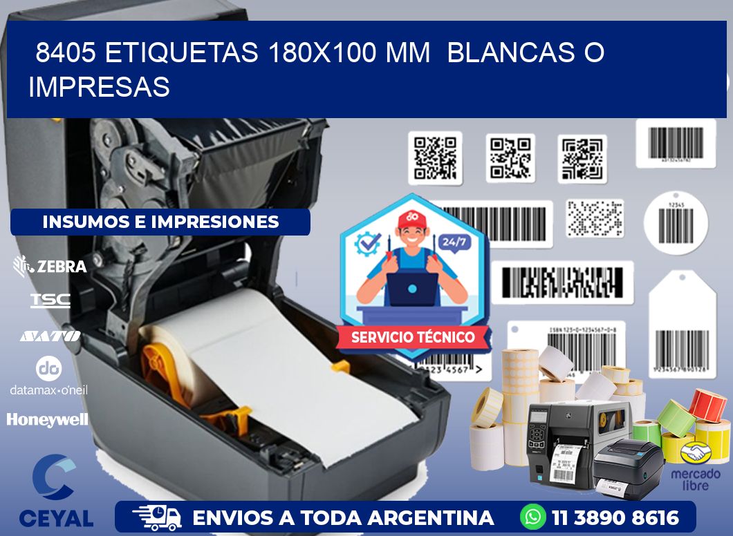 8405 ETIQUETAS 180x100 mm BLANCAS O IMPRESAS