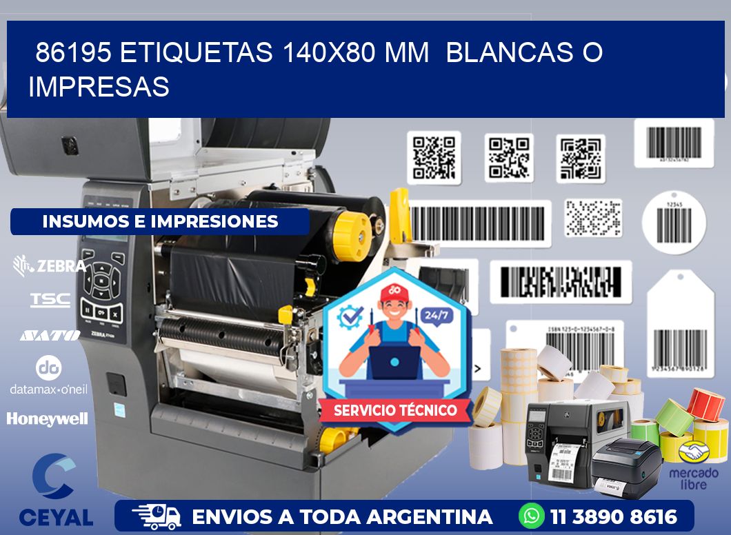 86195 ETIQUETAS 140x80 mm BLANCAS O IMPRESAS